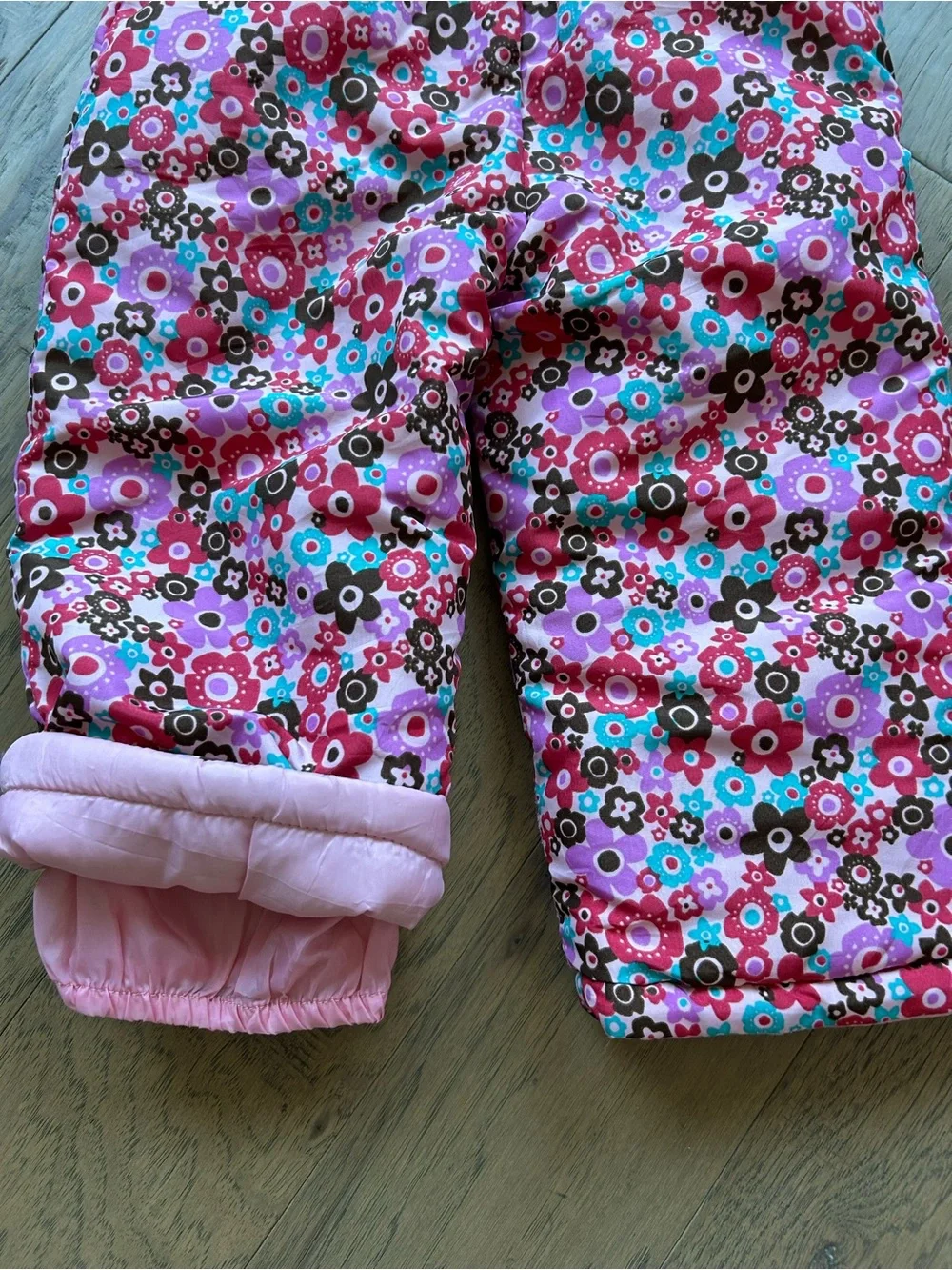 Oshkosh B'Gosh Pink Floral Ski Pants Bib Overalls Snowsuit Size 24 Month
